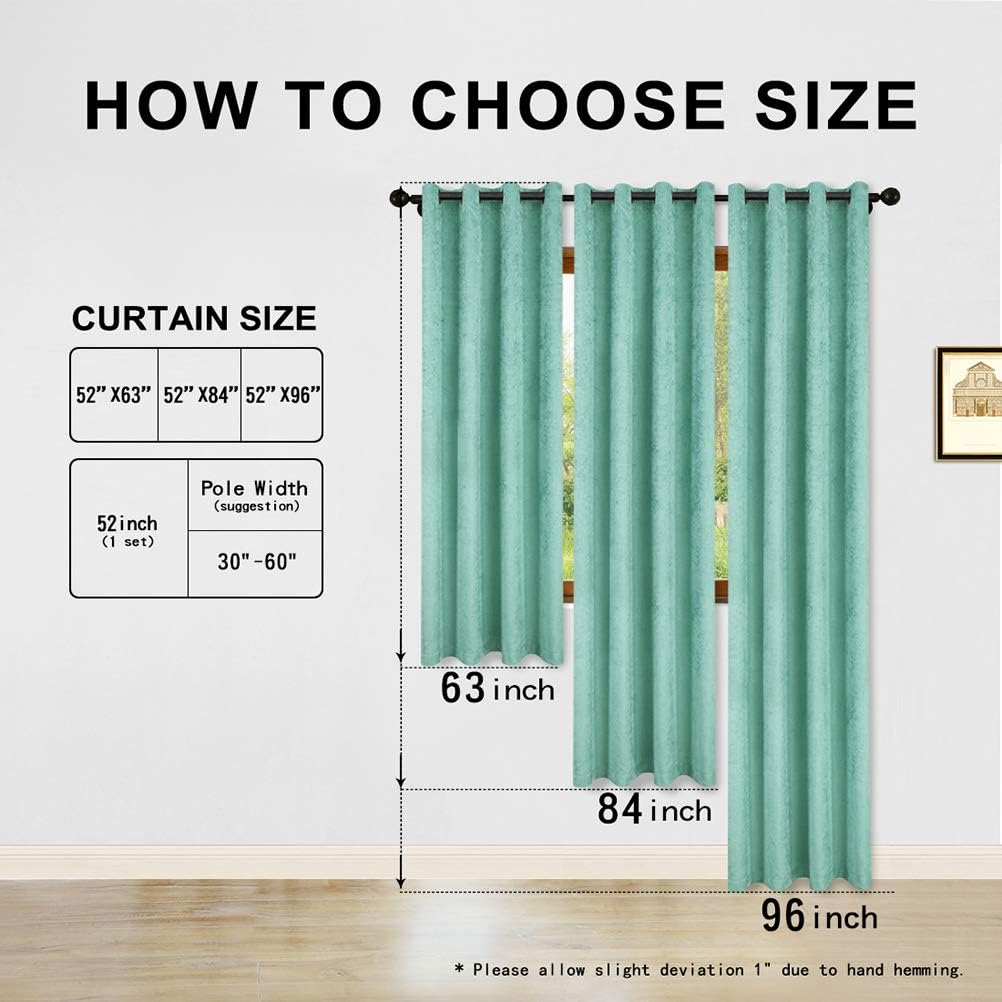 ELKCA Thick Double-Sided Chenille Window Curtains for Living Room Aqua Green Curtains for Boy's Room Baby Room,Grommet Top, 52" W x 96" L,2 Panels