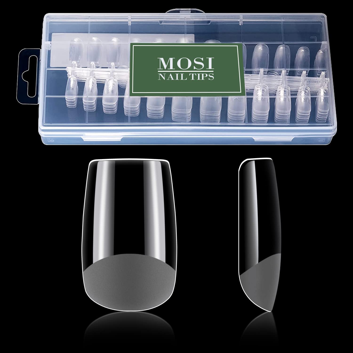 OneNine 240Pcs Almond Gel Fake Nails, Pre-shape Gel Nail Tips for Full Cover Nail Tips, 12 Sizes Nail Art Nail Tips for Nail Extension Nail