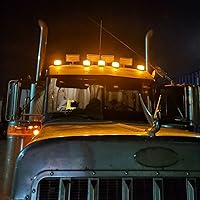 Vista 6 de 5 luces LED ámbar de 31 luces LED para techo de cabina con base cromada compatible con Peterbilt Kenworth Freightliner Volvo Mack