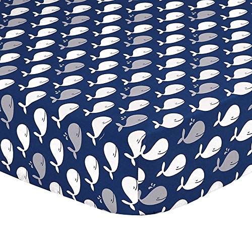 Nautical Whales and Anchors Navy 4 Piece Crib Bedding Set by The Peanut Shell - Image 5