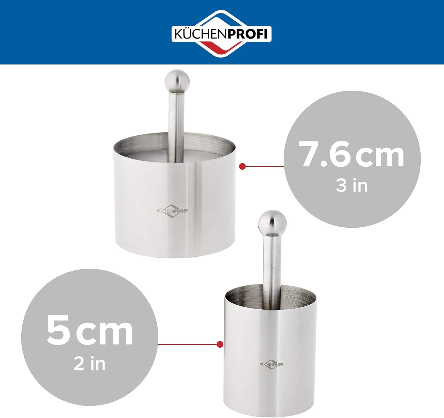 Stainless Steel 6-Piece Forming Rings with Tamper/Pushers, Silver