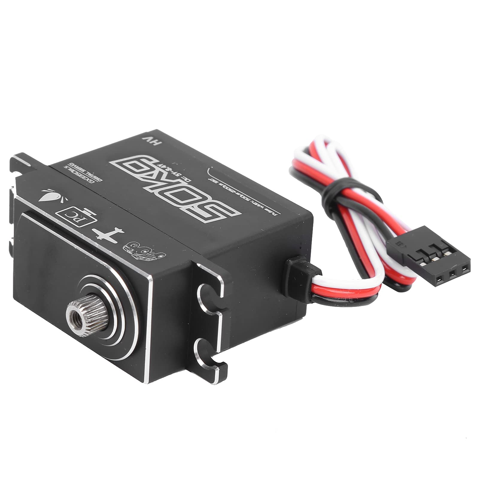 50 KG Engranajes de Acero Inoxidable a Prueba de Agua Servo Digital de Alto Torque con Motor sin escobillas para 1/10 1/8 RC Barco Coche Carcasa de aleación de Aluminio Neg