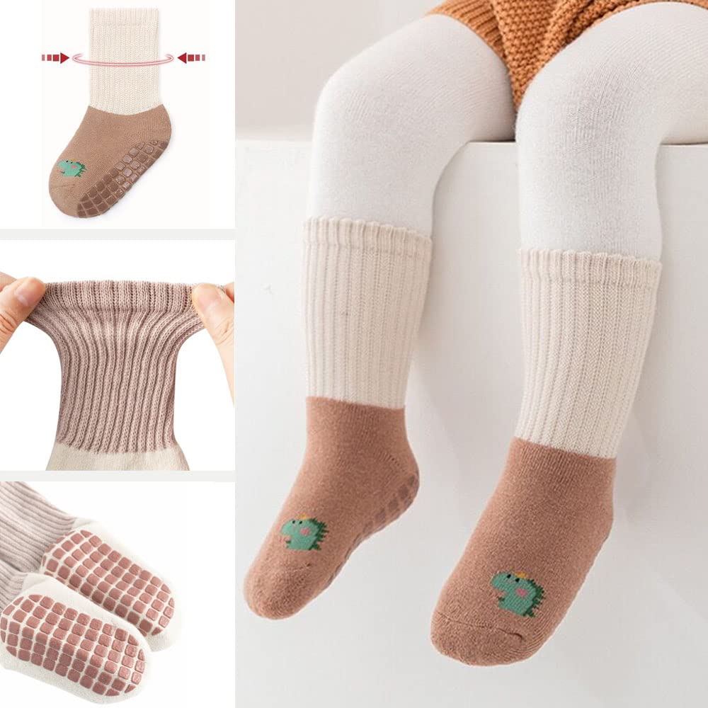 FedMois 6 paia calzini antiscivolo invernali termici in cotone bimbi bambini