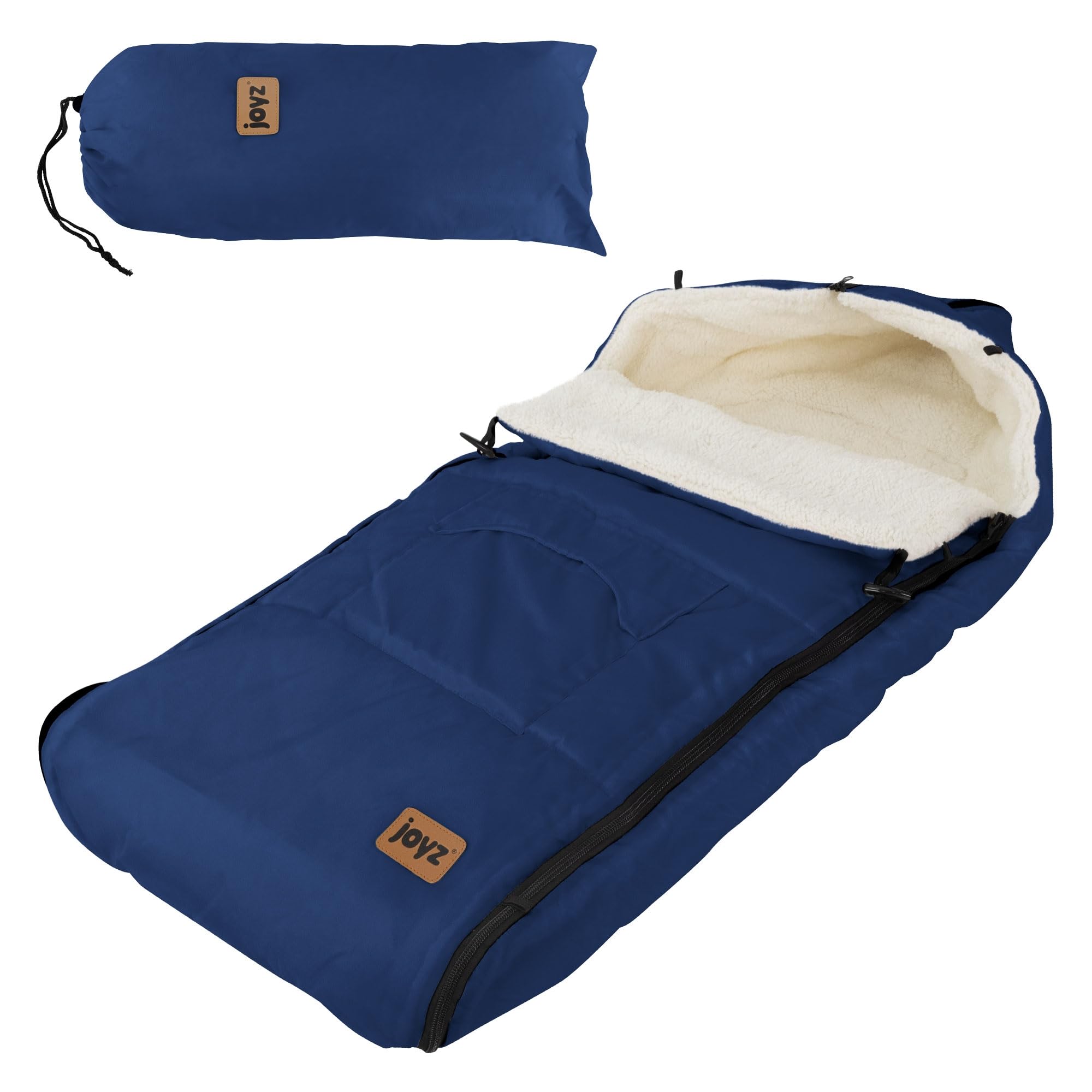 Joyz Chancelière pour Bébé, Polyester, Bleu, Sac de Couchage Universelle, Fermeture Éclair, Résistante aux Intempéries, Picots Antidérapants, Couverture Douillette d'Hiver, Poussette ou Siège Auto