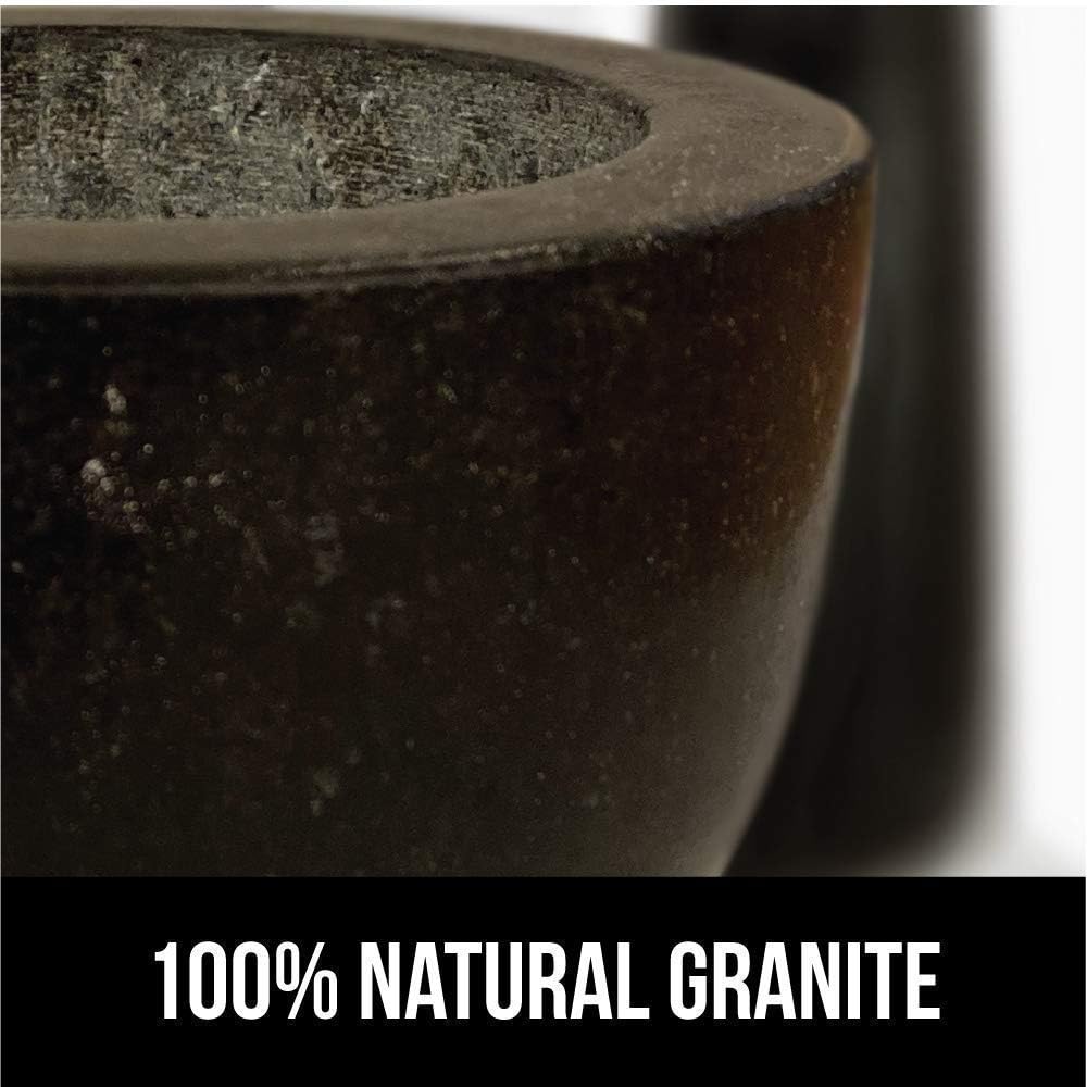 Gorilla Grip Mortar and Pestle and Box Grater, Both in Black Color, Granite Mortar and Pestle Holds 1.5 Cups, Grater is 4-Sided, Includes Detachable Container, 2 Item Bundle