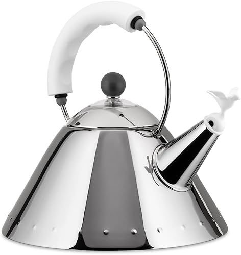 Miniatura 2 de Alessi 9093 W - Hervidor de agua con mango y silbato en forma de pájaro, acero inoxidable y PA, blanco