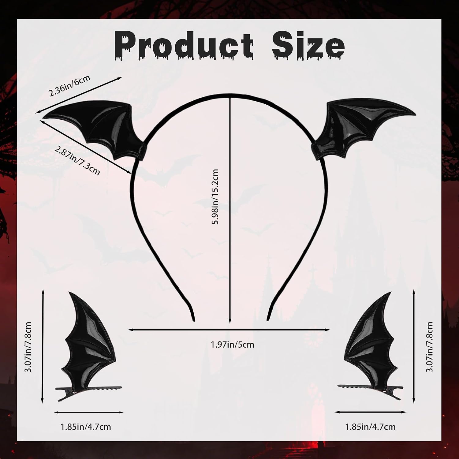 MystiCharm Bat Wings Headbands Hair Clips for Women Men Black Devil Horns Hair Accessories Bat Ear Devil Costume Women Men Halloween Gothic Dragon Headpiece Gift for Cospaly Party
