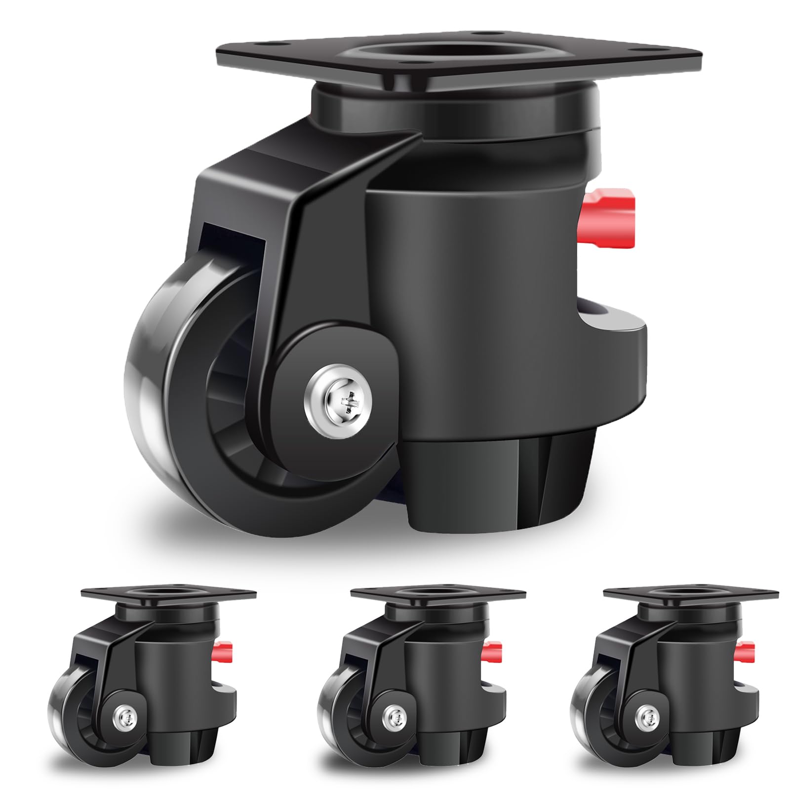 WBD WEIBIDA Heavy Duty Leveling Casters Set Of 4 - 6600 LBS Capacity, Retractable Wheels With Ratchet Handle For Machinery & Workbenches - View #11