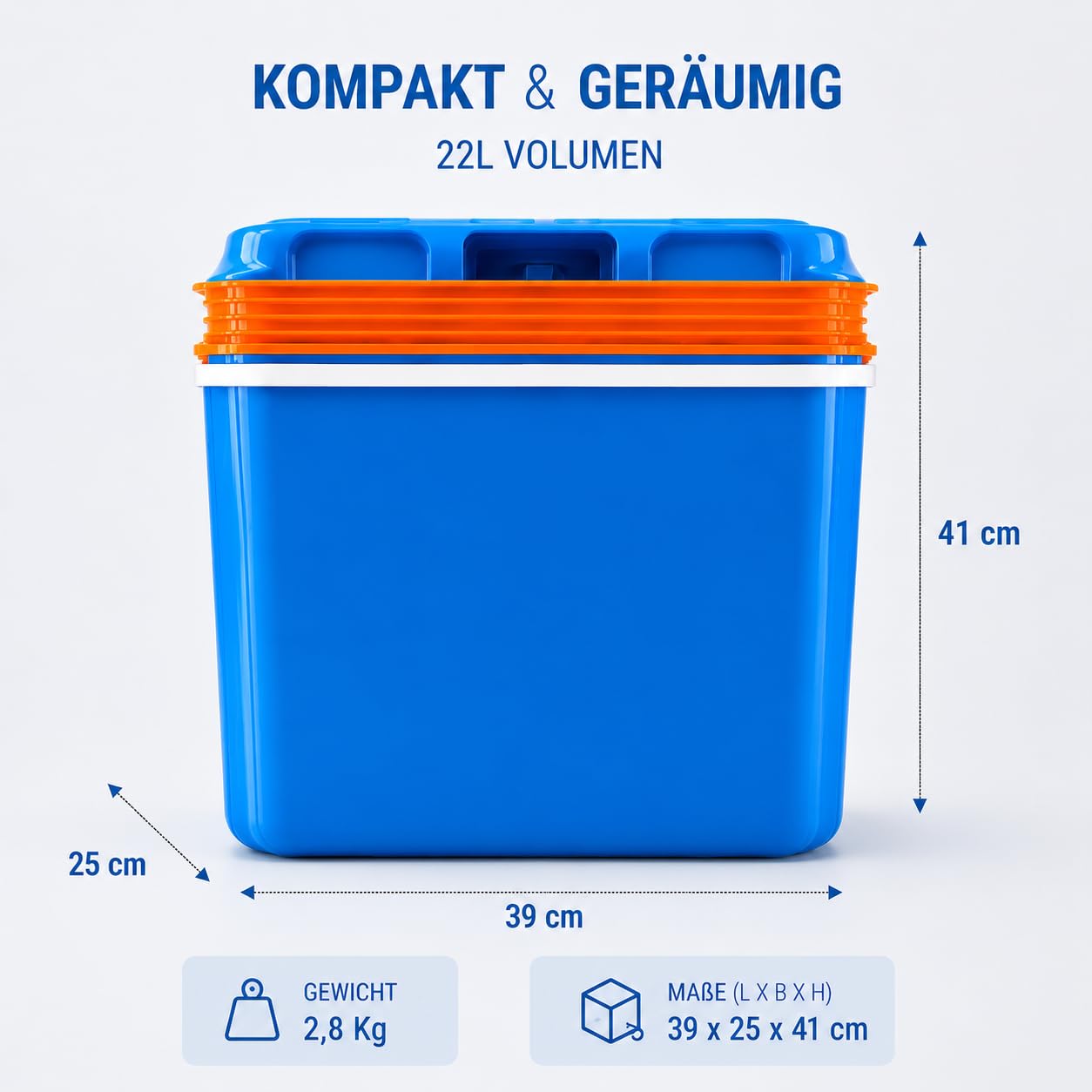 NEMT Elektrische Kühlbox 22L – Thermobox mit 12V/230V – Kompakte Kühllösung für Camping und Auto