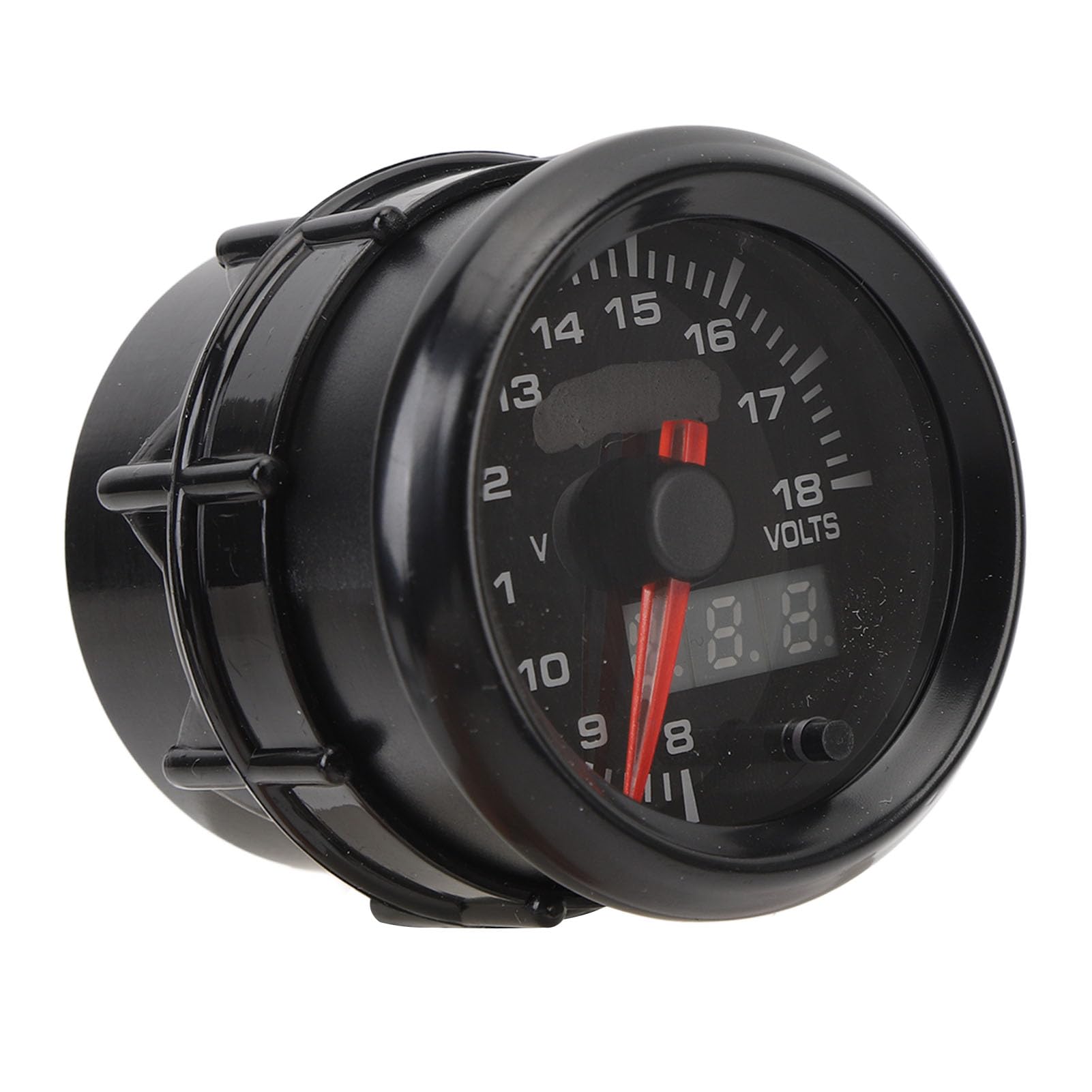 Voltímetro digital para automóvil de 2 pulgadas, 52 mm, medidor de voltaje LED de 8 a 18 V, batería de monitoreo preciso para vehículos DC12 V, ABS negro
