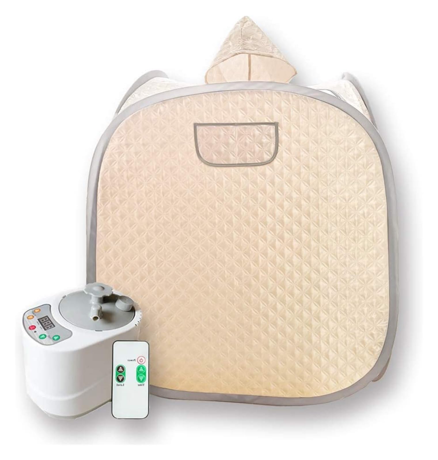 Sauna portátil, Kit de sauna portátil for una persona de cuerpo completo en casa, tienda de campaña con sombrero de spa, incluye izador de 2 litros con control remoto(Champagne)