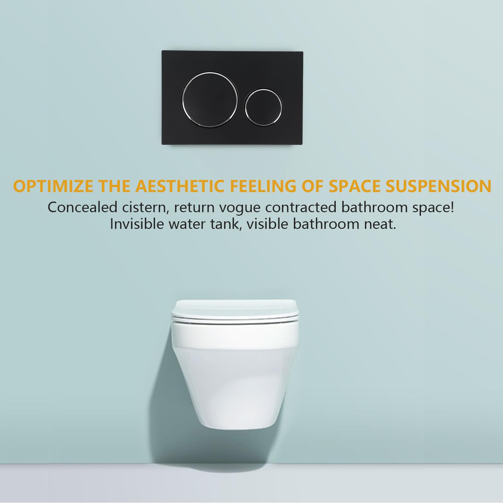 Flush Plate,Dual Flush Toilet Flush System with Flush Lever Fits for Geberit Sigma 20 UP300 & 320 Series Toilet Tlush System Replacement (Matte Black with Silver Ring)