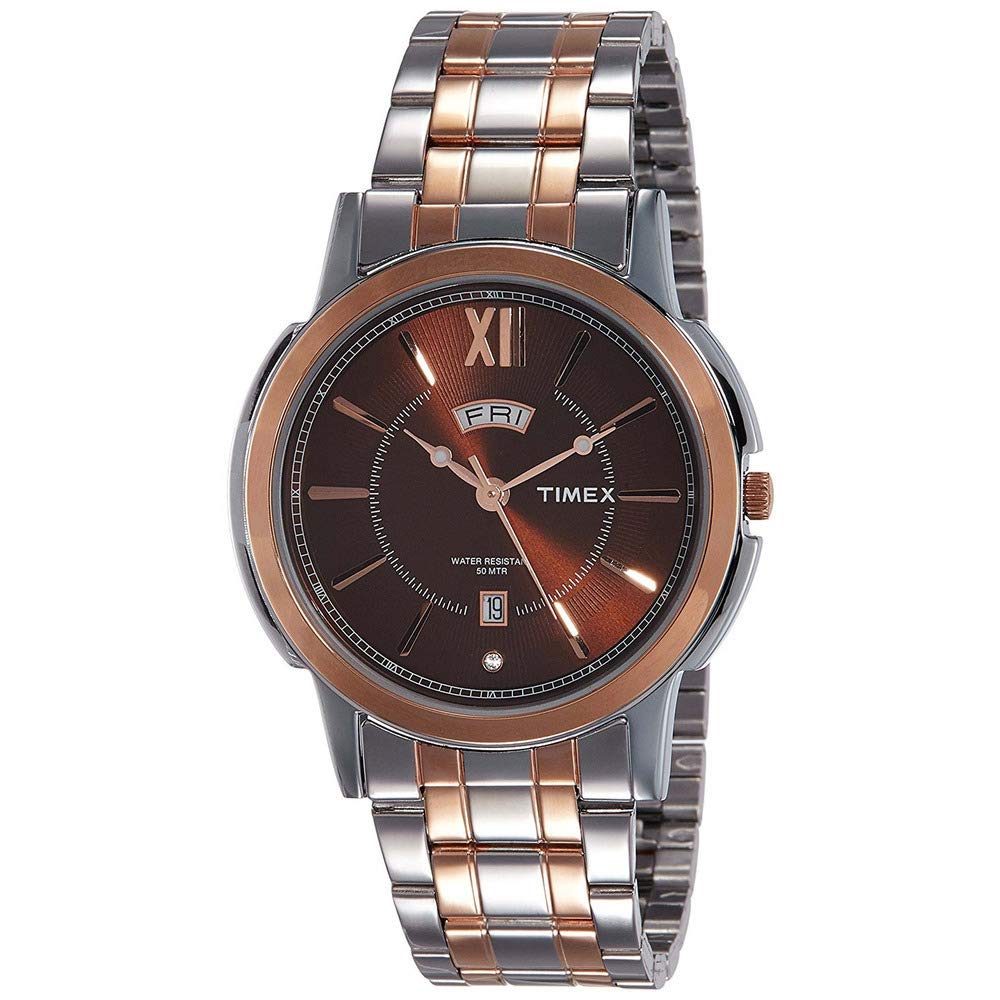 TIMEX Men Stainless Steel Analog Brown Dial Watch-Tw000U312, Band Color-Silver (B01N42SDWM) Amazon Price History, Amazon Price Tracker
