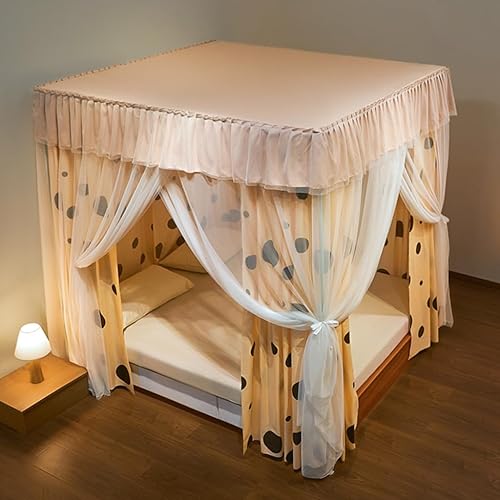 Miniatura 3 de Toldo de cama de 4 postes de esquina de princesa y bonita mosquitera para cama de niñas, dormitorio de adultos, habitaciones de niños red de cortina