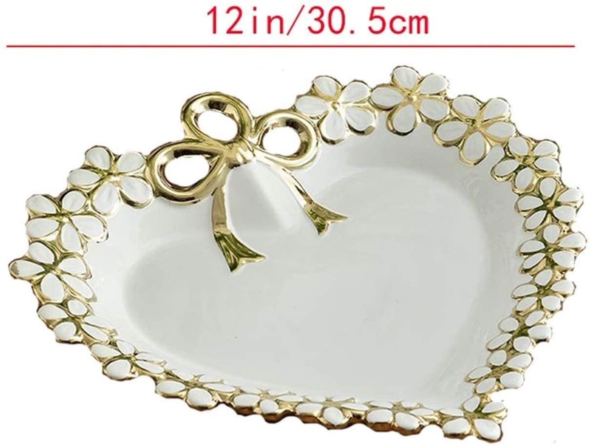Koszyk Owoce Owoce puchar europejski ceramiczny miska owocowy kreatywny danie owoce w kształcie serca, wysokiej klasy dekoracji płyta deserowa do domu weselne Blat Kuchenny(Gold,A)