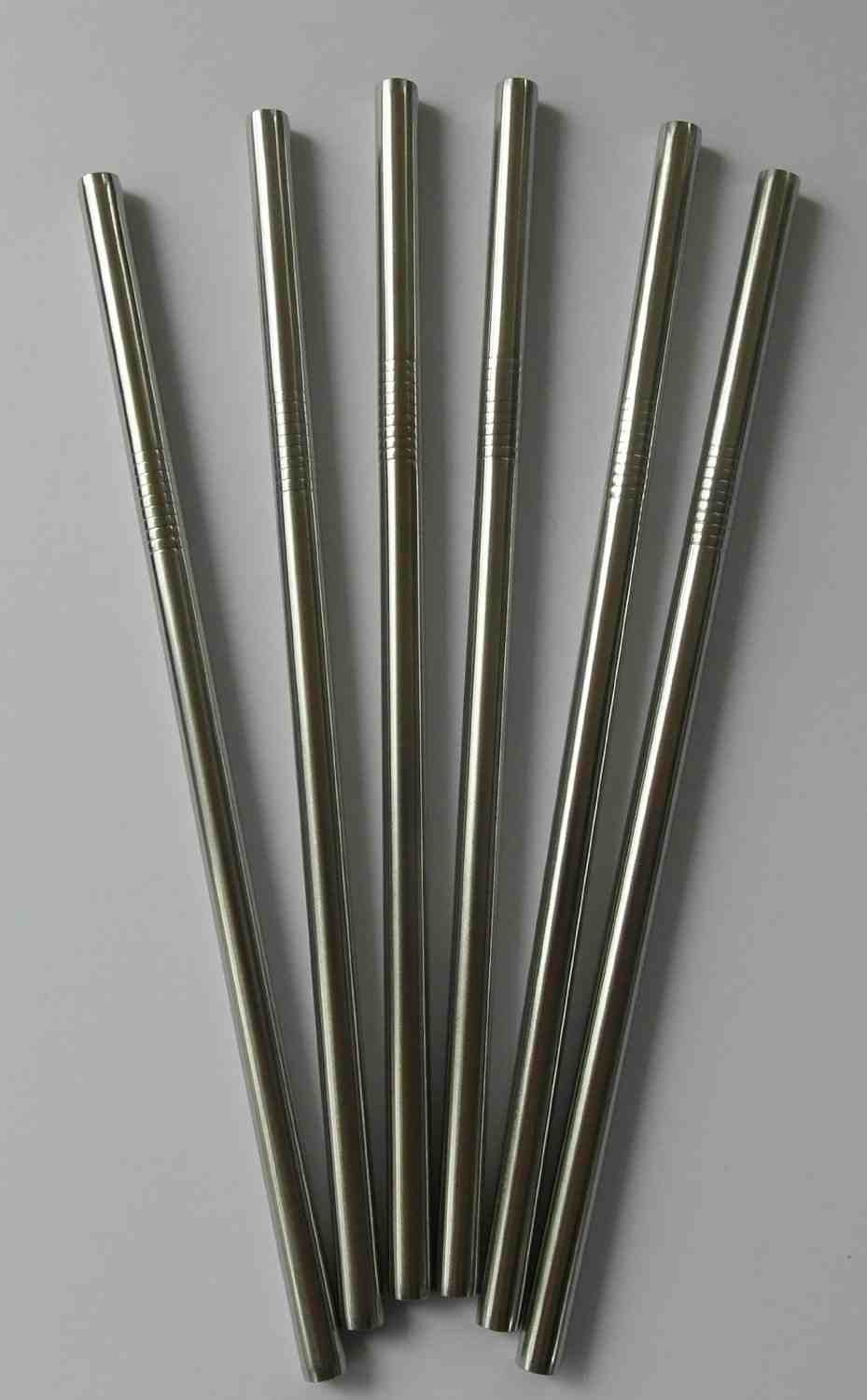 6 Straight Metal Drinking Straw Stainless Steel Reusable Eco Party Straws Premium Quality + 1 STRAW CLEANER ref.90