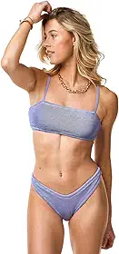 Conjunto de biquíni feminino enrugado – maiô de 2 peças com alças finas – biquíni feminino