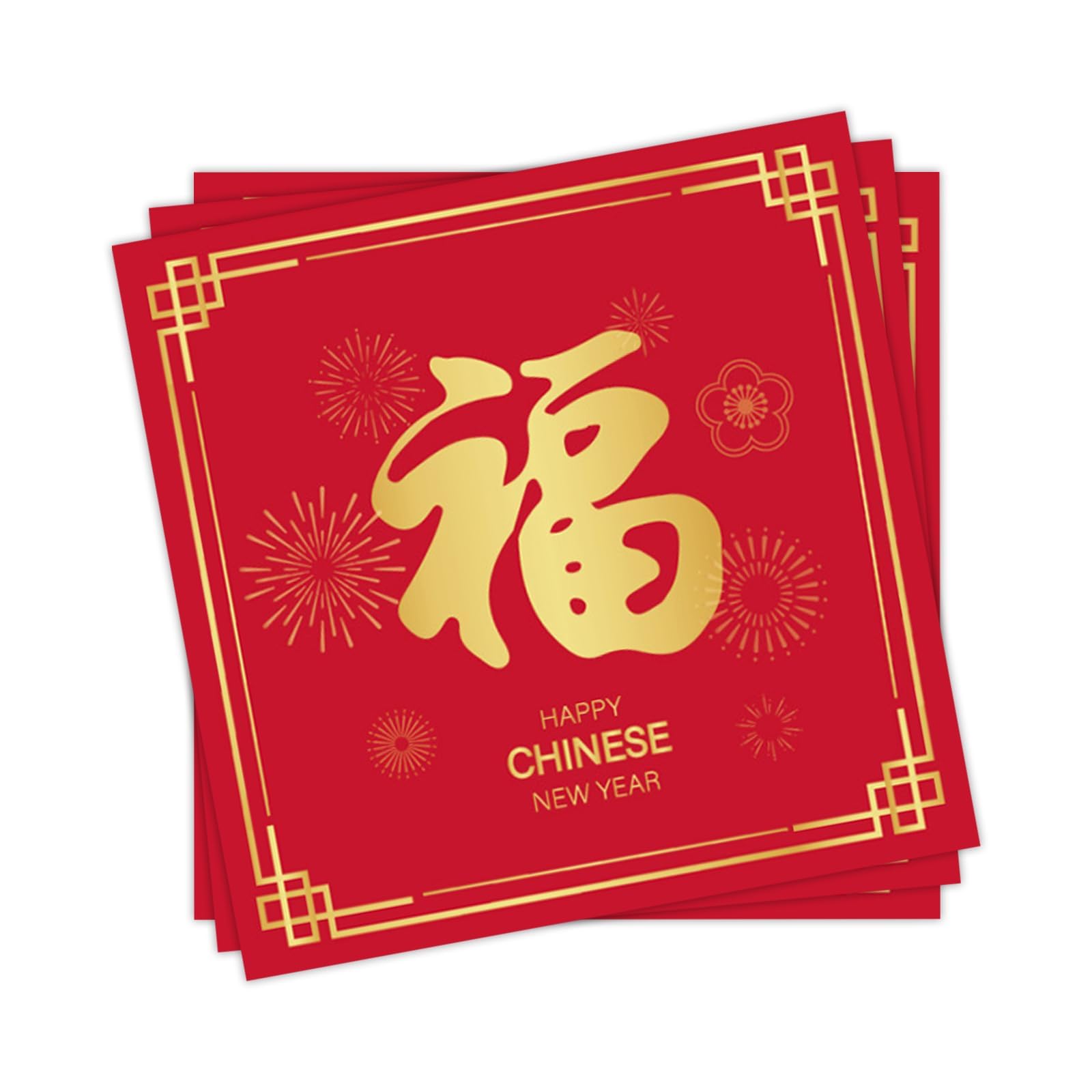 20Pcs Chinese New Year Napkins Party Decorations 2025,33 x 33 cm Red Gold Chinese Fu Paper Napkins Disposable Spring Festival Party Napkins for Chinese New Year Eve Party Supplies Table Decorations