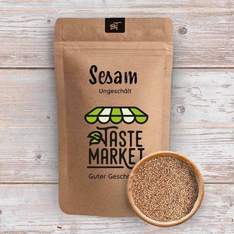 10 x 1 kg di sesamo bianco non pelato – semi di sesamo – naturale – sesamo con ciotola – Tasto Market