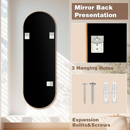 Miniatura 3 de Niccy Espejos ovalados de longitud completa de 65 x 22 pulgadas, espejo largo de pared con marco de aluminio, espejos de cuerpo grande para sala de
