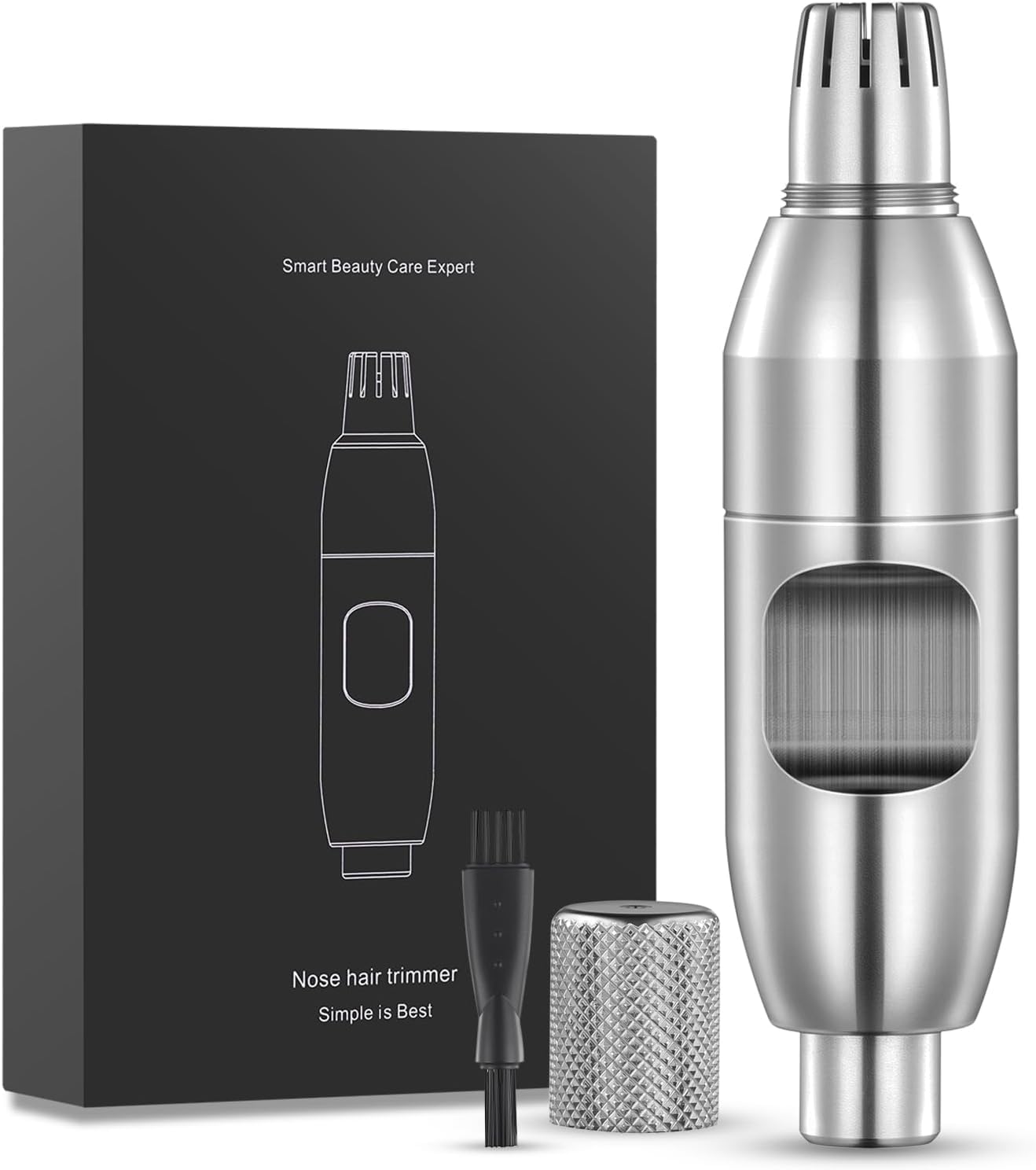 Ear Nose Hair Trimmer for Men Silver Painless Waterproof Nasal Hair Remover Portable Stainless Steel Clippers Professional Grooming