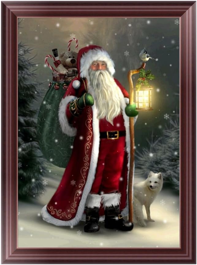 Adarl 5D DIY Diamond Painting Rhinestone Pictures of Crystals Embroidery Kits Arts, Crafts & Sewing Cross Stitch(Santa Claus Gift Time-3)