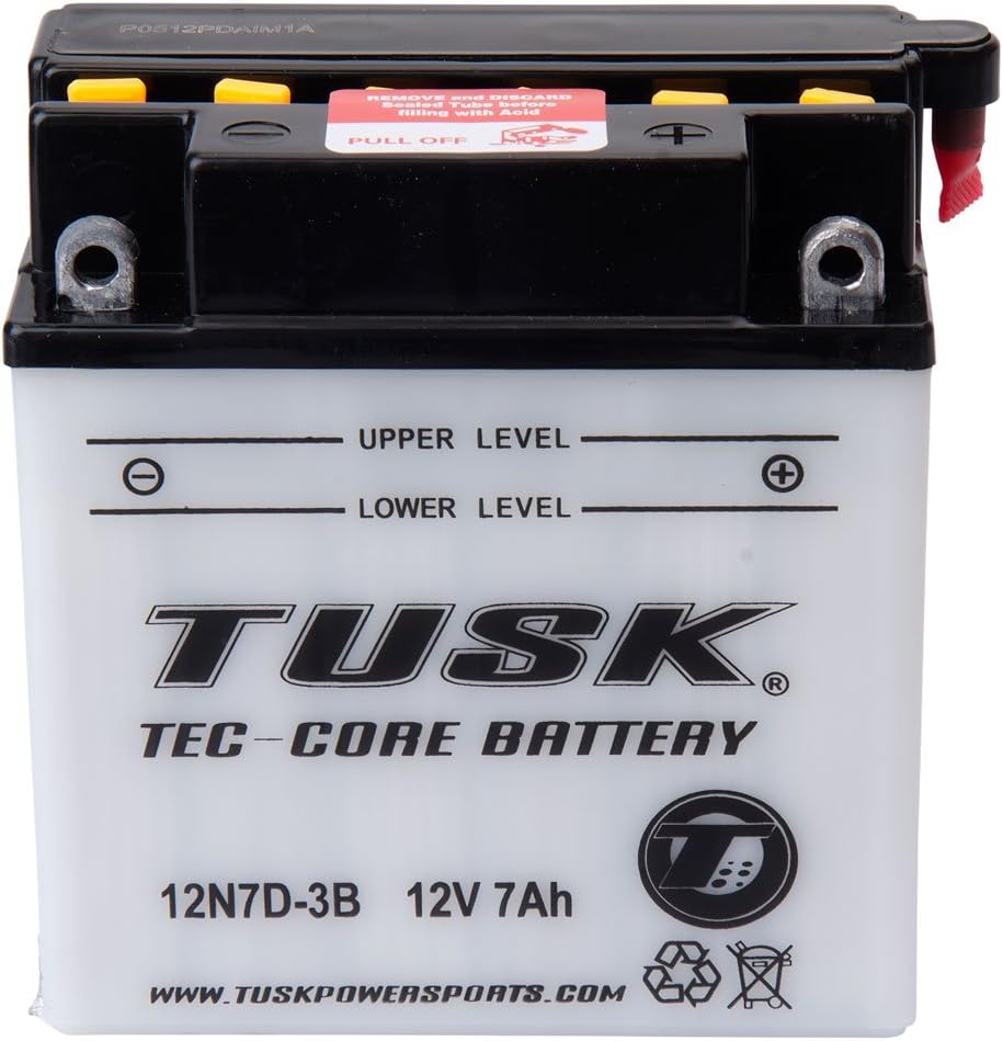 Tusk Tec-Core Battery with Acid 12N7D3B Compatible with Yamaha BADGER 80 1993-2002/Raptor 80 2002-2008/YFM80 MOTO 4 1985-1988