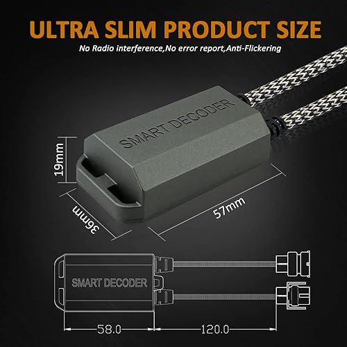 Miniatura 5 de D-Lumina H11 H8 H9 LED Canbus Decodificador Anti-parpadeo, Bombillas LED Resistor Eliminador de Errores Decodificador Decodificador, Cancelador de