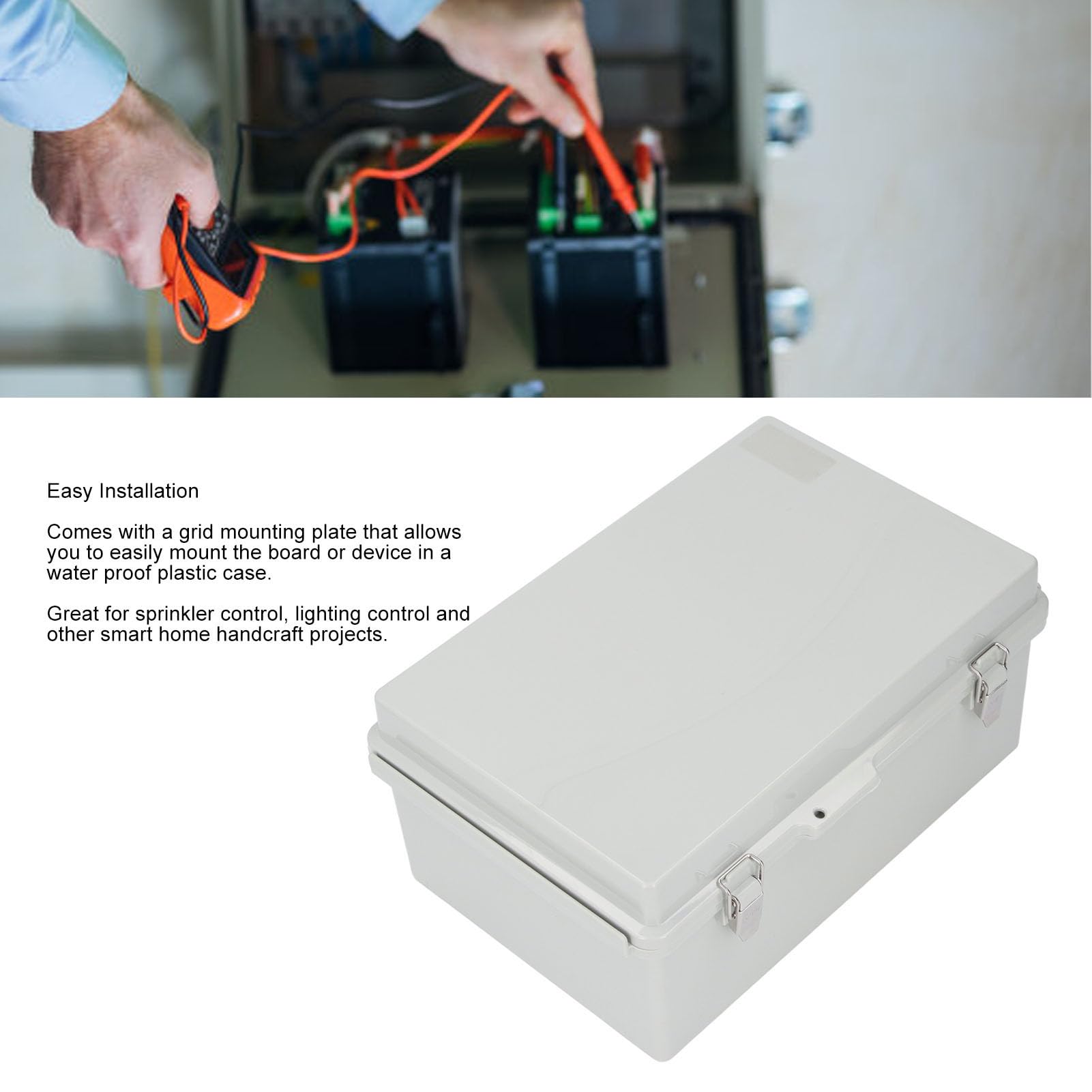 Caja de conexiones eléctricas IP67 Caja de proyectos para exteriores resistente a la intemperie con cubierta gris con bisagras Placa de montaje Soporte de pared para electrónica