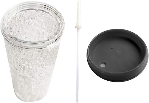 Miniatura 3 de Sports NCAA Georgia Tech Yellow Jackets - Vaso de cristal para congelador de 16 onzas con tapa y popote