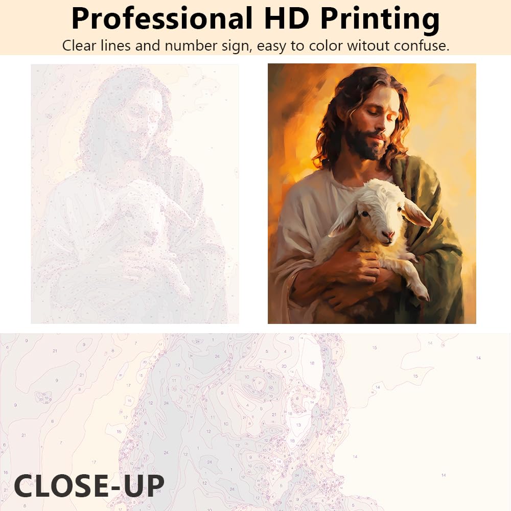 Kit Peinture Par Numéros – Portrait De Jésus-Christ Style Huile Sur Bois – 40x50 Cm
