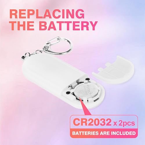 Miniatura 6 de Alarma de seguridad personal para mujeres  Llaveros de autodefensa de 130 dB, silbato de sirena, batería reemplazable con luz estroboscópica LED SOS
