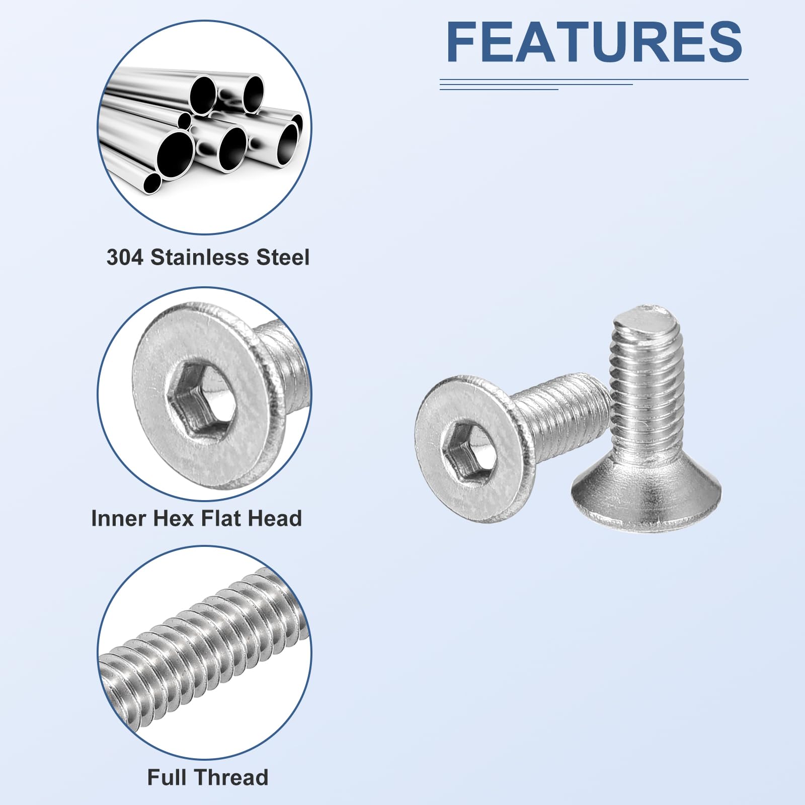 DTGN 1255Pcs M2 M3 M4 M5 Flat Head Hex Socket Cap Screws Bolts Nuts Washers Kit with Wrench - Image 3
