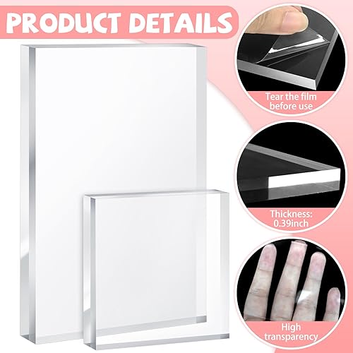 Miniatura 3 de 6 bloques acrílicos rectangulares transparentes para exhibición de joyas, bloque de pedestal de exhibición de joyas transparente, base de soporte de