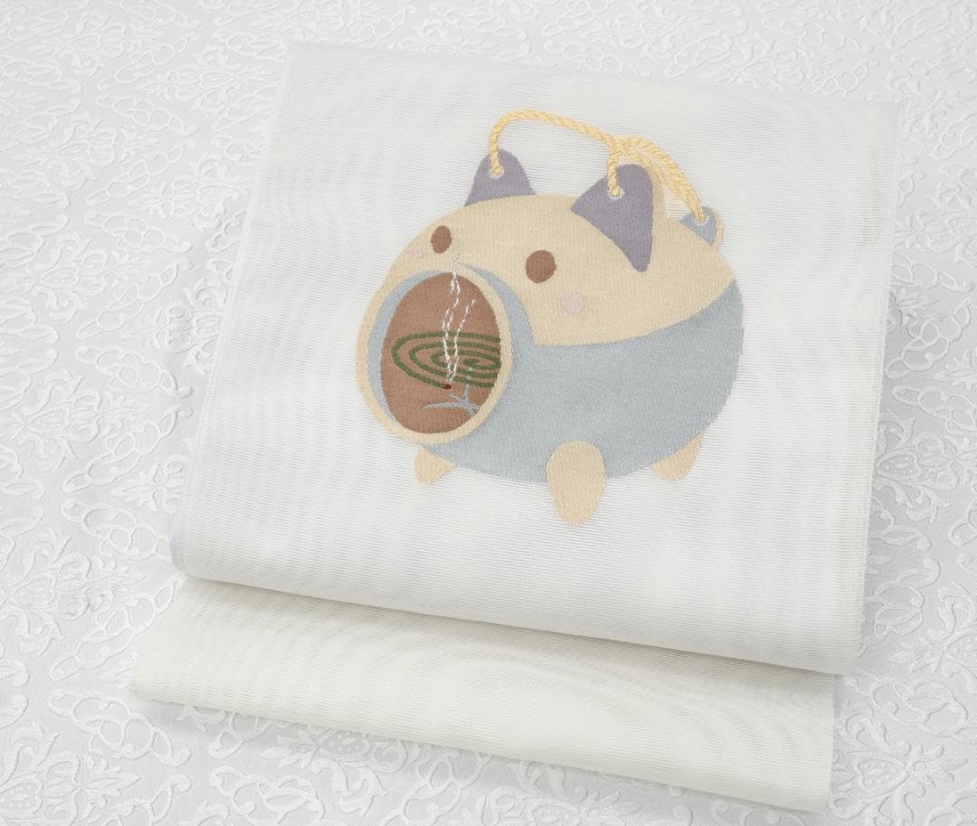 ☆ 名古屋帯 西陣にんな織物 かわいいふぐ柄 河豚 象牙色 O-5274 Amazon.co.jp: 夏帯 西陣織 夏物 九寸名古屋帯 蚊遣り豚 蚊取り線香