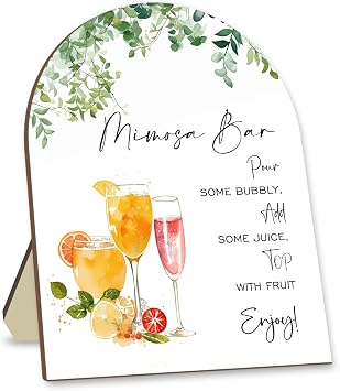Mimosa Bar Sign, Wooden Sign with Stand, Floral Decoration Baby Shower Sign, Baby Shower Welcome Sign, Party Decor Supplies