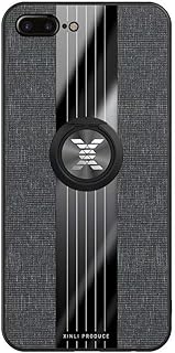 FHXD Compatible with iphone 7 Plus/8 Plus Case Ultra Thin Fabric Textured Pattern Cover+1*Screen Protector 360° Rotation Ring Stand Shockproof Anti Scratch Protective Cover-Black