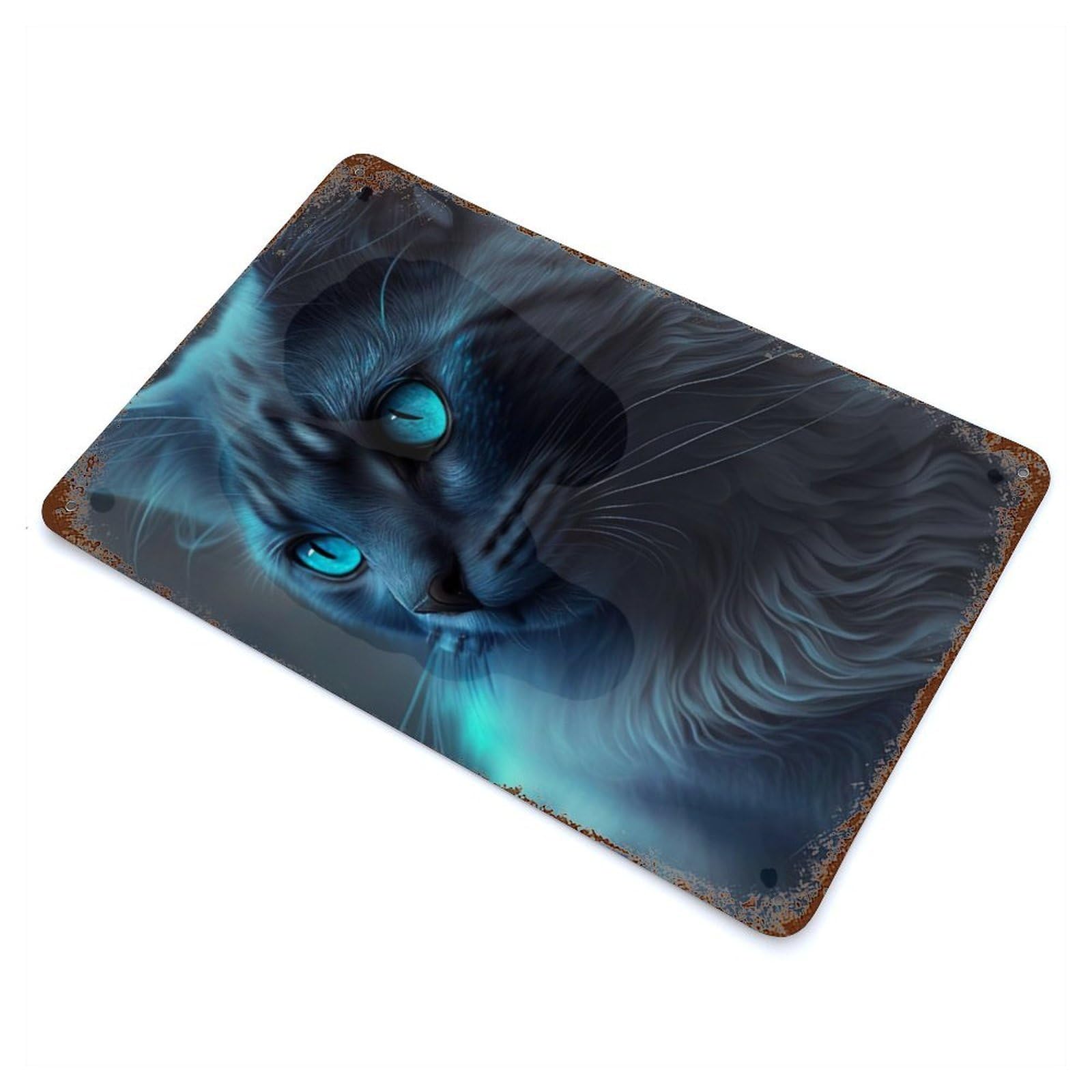Rust Effect Kitten Close Up Vintage Rust Metal Sign 11.8"x7.9", Rustic Home Decor for Farmhouse, Kitchen And Entryway Decor