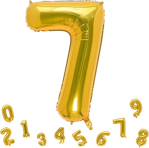 Miniatura 20 de Globos dorados de 32 pulgadas con el número 5 de aluminio, suministros de decoración de fiesta de cumpleaños (globo dorado del número 5) Oro 5,Oro