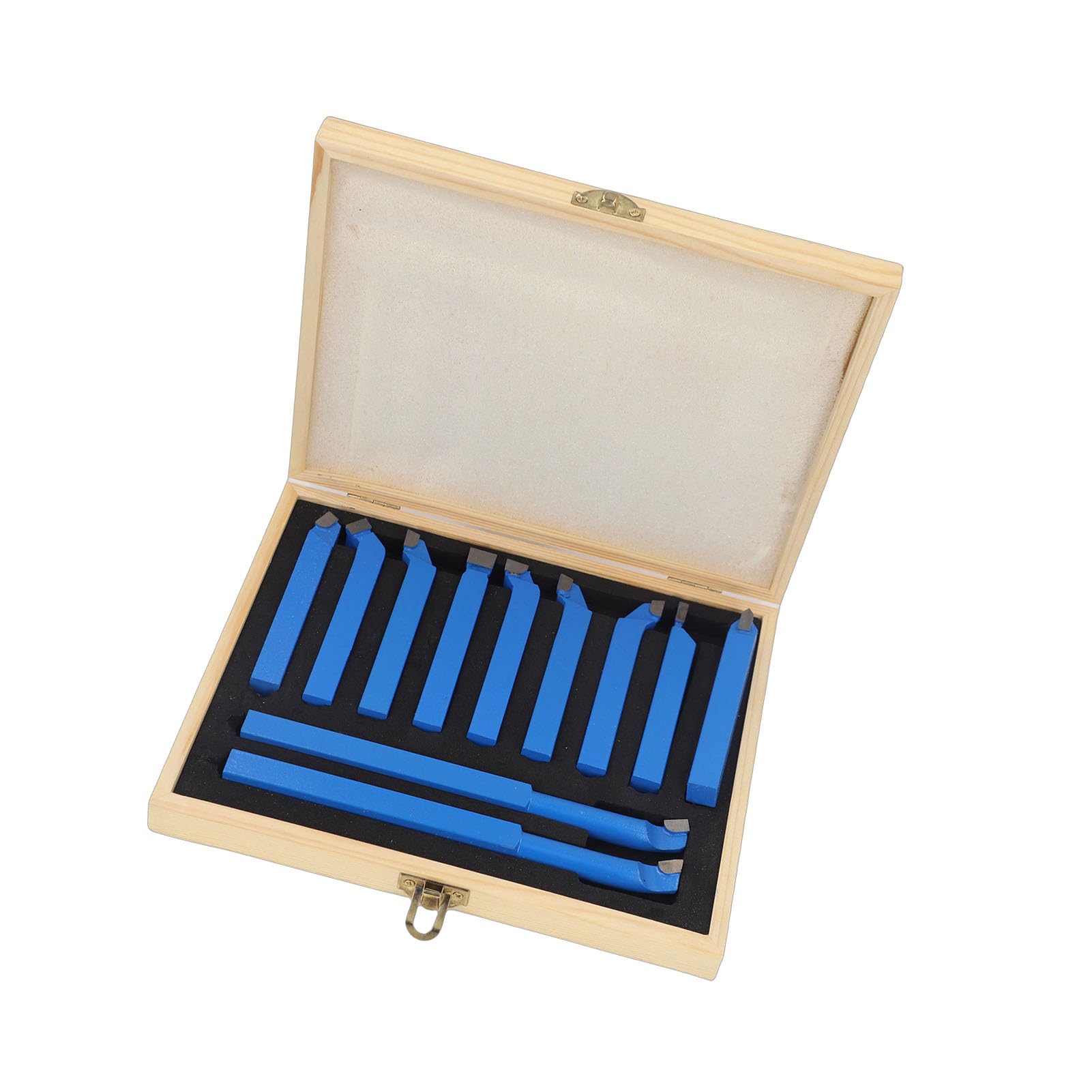 Hartmetall Drehstahl Satz, Drehmeißel Set Drehen Fräsen Schneiden Werkzeug Set, Drehmeissel set Wendeplatten-Drehmeißel Mit Holzkoffer für Drehmaschinen 12x12 mm