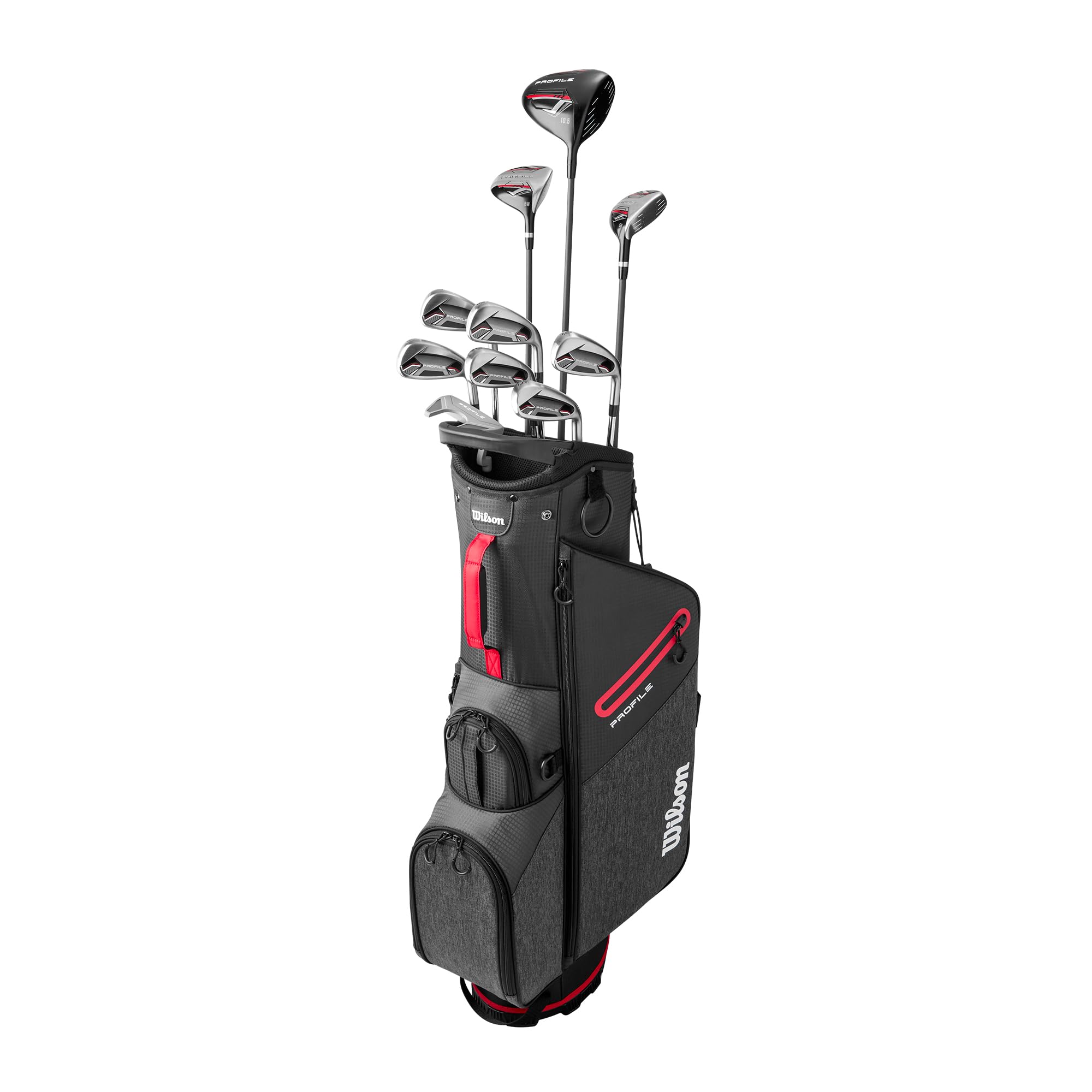 Wilson Men's Profile Complete Golf Set with Stand Bag - Left Hand, Regular, Red/Black/Silver