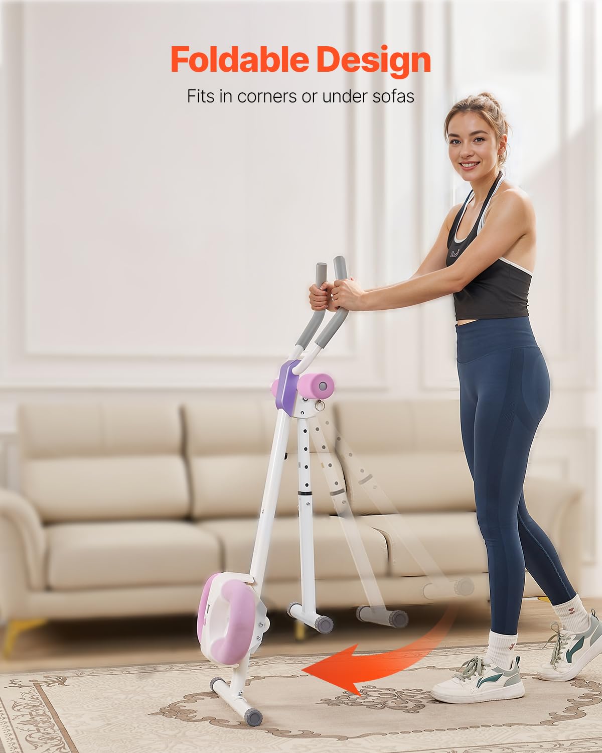 VEVOR AB Workout Machine, Attrezzatura per Allenamento Addominale Core, Capacità 150 kg, Allenamento della Forza Ab Cruncher, Attrezzo Pieghevole Regolabile per Esercizi Fitness in Palestra a Casa