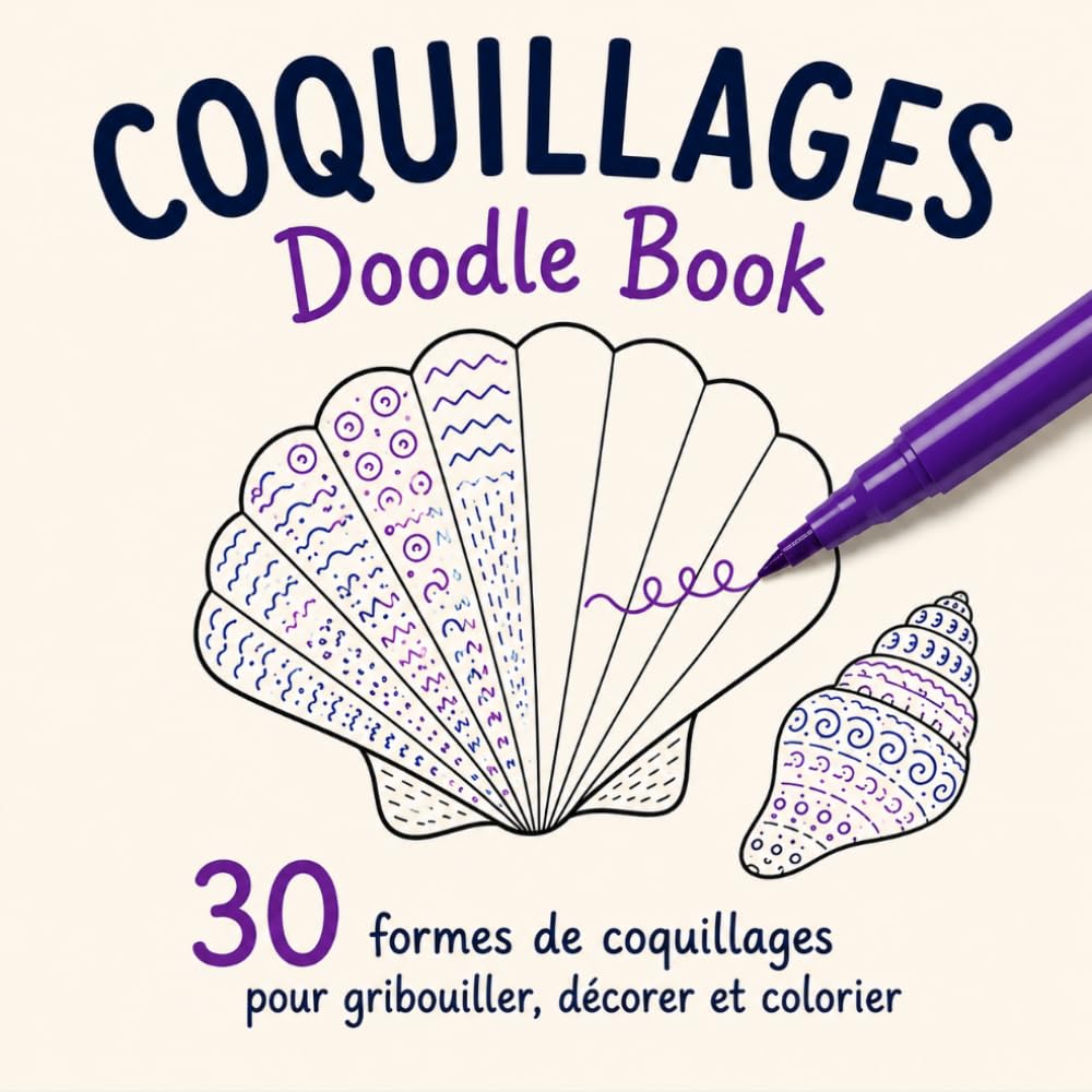COQUILLAGES Doodle Book: 30 formes de coquillages pour gribouiller, décorer et colorier | Un livre relaxant et anti stress | pour les enfants, les ados et les adultes