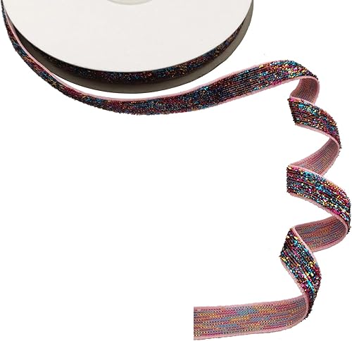 Miniatura 8 de Cinta de terciopelo dorado con purpurina de 0.4 pulgadas x 30 pies, cinta con alambre de terciopelo dorado con purpurina para envolver regalos,