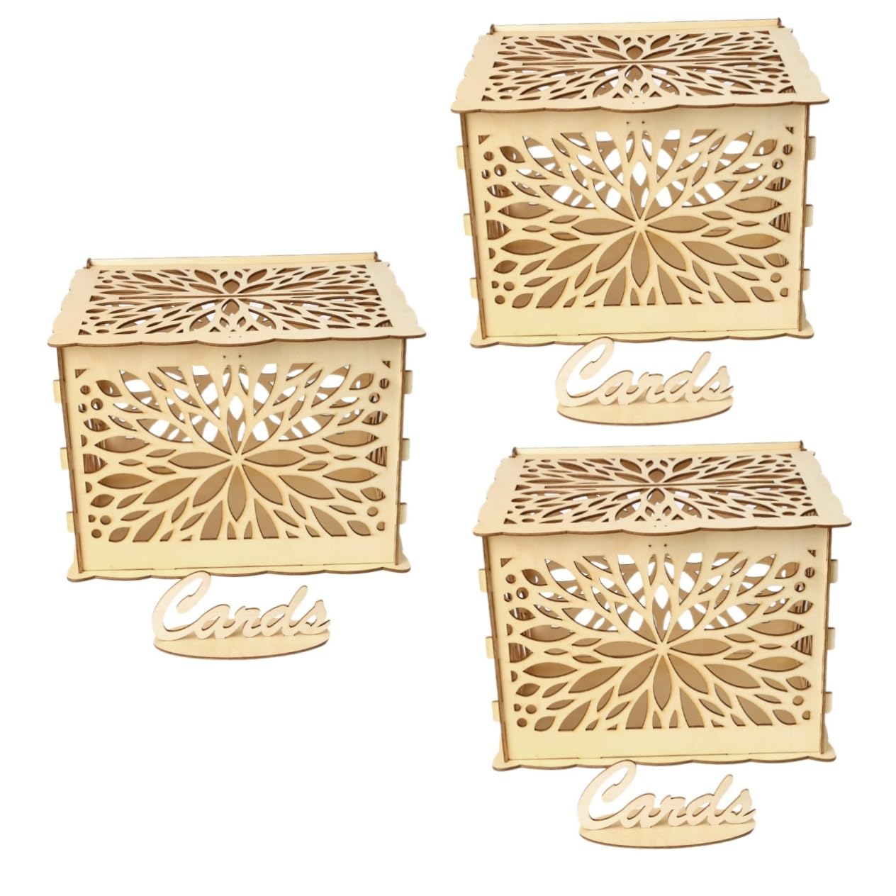 Cabilock Caja 3 Piezas adorno novia y novio soporte globo aerostático wedding casamento decoração cajas tarjeta visita caja caja madera caja boda Bambú