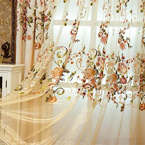 WPKIRA European Style Sheer Curtains Living Room Embroidered Sheer Curtains Rod Pocket Elegance Luxury Floral Voile Curtain Rustic Tulle Gauze for Bedroom Sliding Glass Door 1 Panel WPKIRA European Style Sheer Curtains Living Room Embroidered Sheer Curtains Rod Pocket Elegance Luxury Floral Voile Curtain Rustic Tulle Gauze for Bedroom Sliding Glass Door 1 Panel