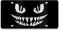 Vista 1 de Placa de matrícula Evil Smile frontal, cubierta de placa de matrícula delantera, placas de matrícula decorativas de aluminio con cara de sonrisa