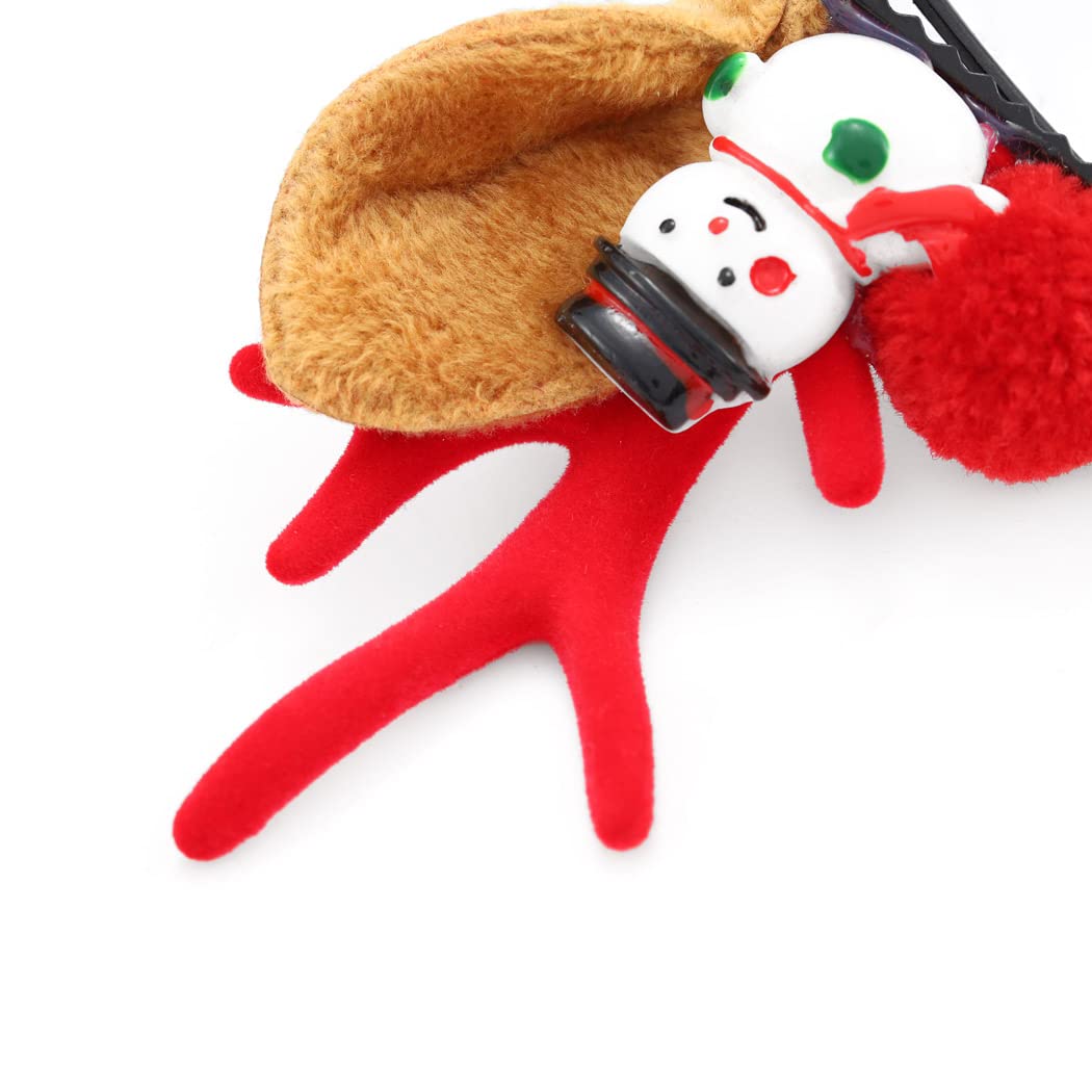 IYOU Christmas Hair Clips Set Red Reindeer Antler Hair Accessories Deer Ears Christmas Party Hairpins for Women and Girls(Pack of 4) - Image 2