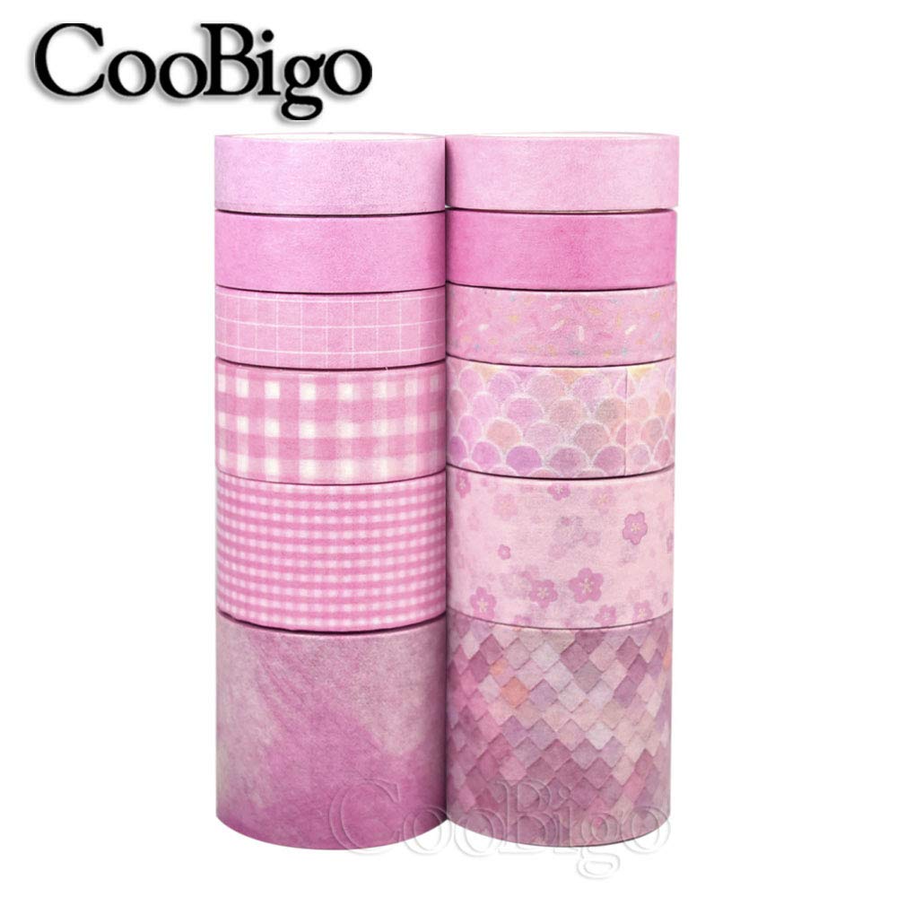 Zestaw taśm Washi, 12 rolek, 4 rozmiary, dekoracyjne taśmy maskujące Washi do rękodzieła, scrapbookingu, DIY, planerów, pakowania prezentów (impreza kwitnąca wiśni)
