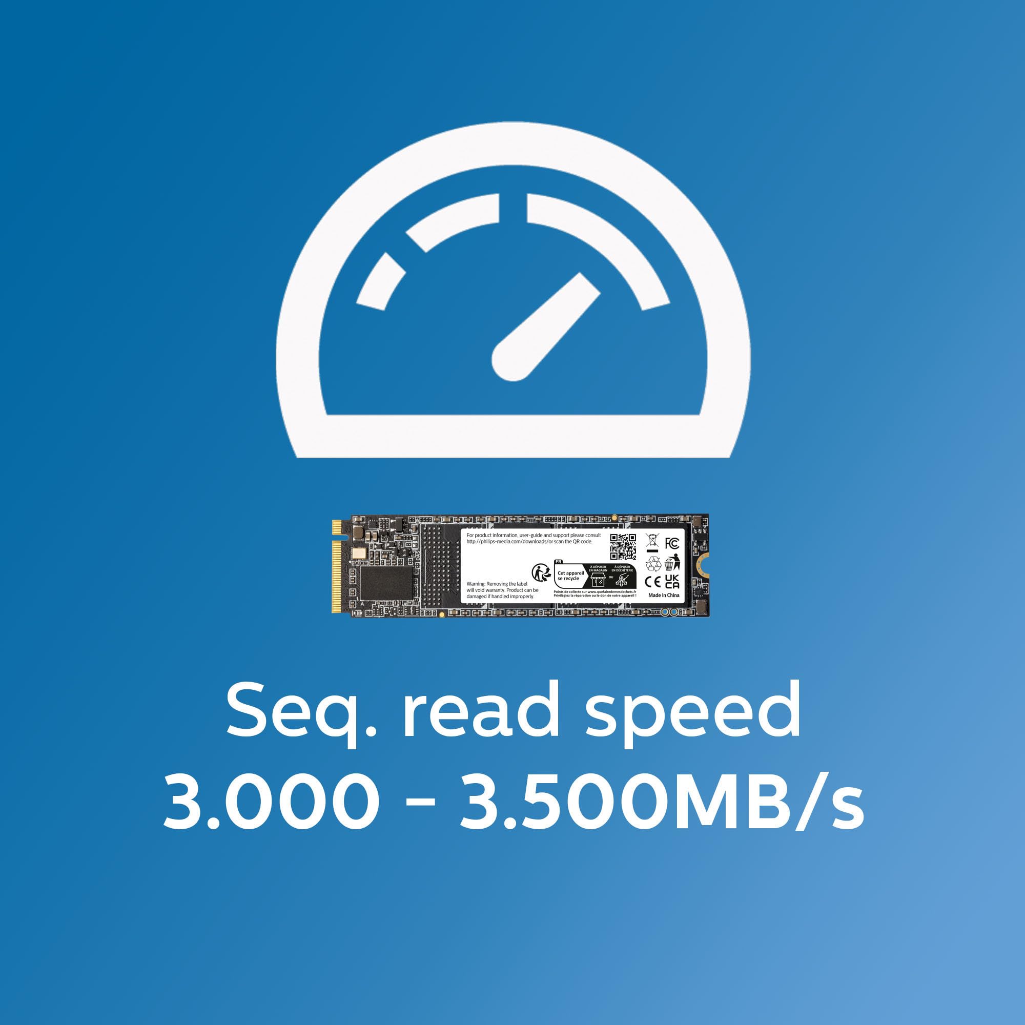 Philips Unidad Interna de Estado sólido M.2 M140 NVMe PCIe Gen3 1 TB (2280), para PC de sobremesa y portátiles, edición de gráficos y vídeos, Juegos, Lectura de 3500 MB/s, Escritura de 3000 MB/s